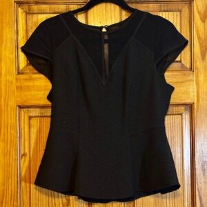 Y2K Guess Women’s Mesh Peplum Top, Black, Size L